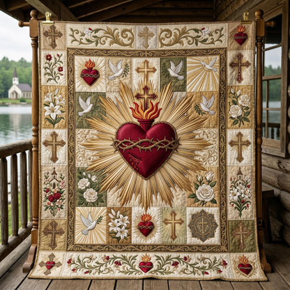 Sacred Heart Quilted Blanket GFTONMU654