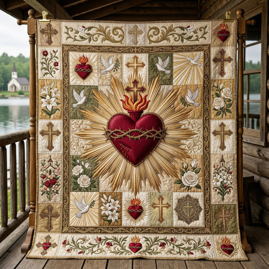 Sacred Heart Quilted Blanket GFTONMU654