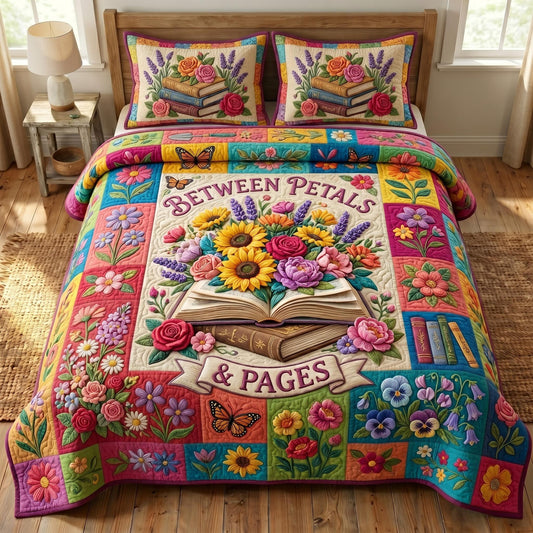 Floral Library 3-Piece Quilted Bedding Set GFTONMU681