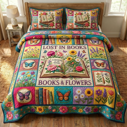 Floral Library 3-Piece Quilted Bedding Set GFTONMU683
