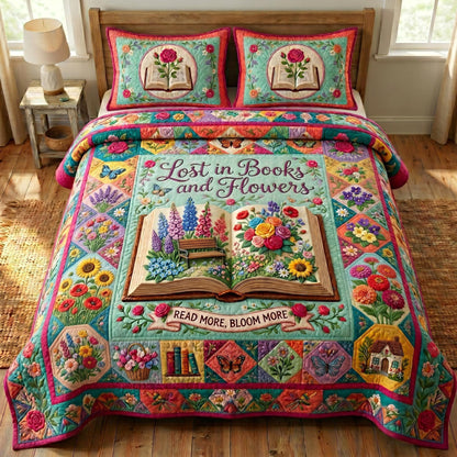 Floral Library 3-Piece Quilted Bedding Set GFTONMU684