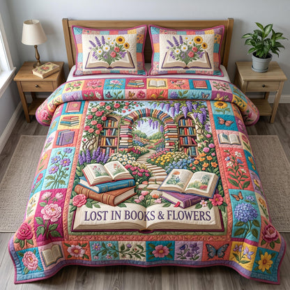 Floral Library 3-Piece Quilted Bedding Set GFTONMU685