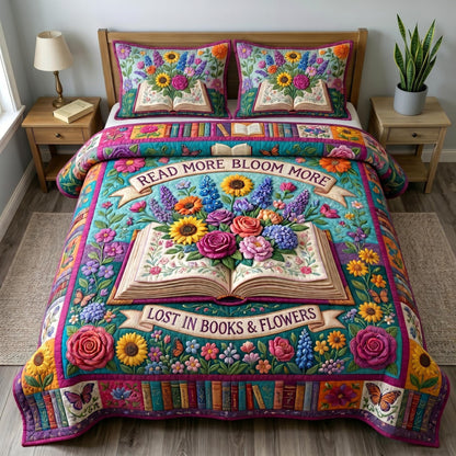 Floral Library 3-Piece Quilted Bedding Set GFTONMU686