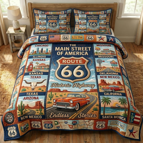 Route 66 3-Piece Quilted Bedding Set GFTONMU722