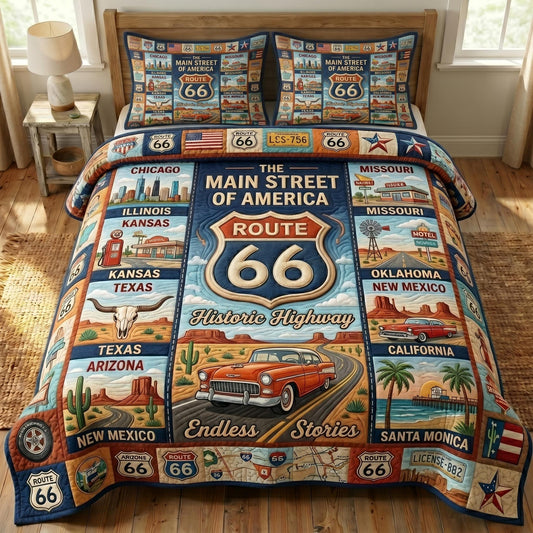 Route 66 3-Piece Quilted Bedding Set GFTONMU722