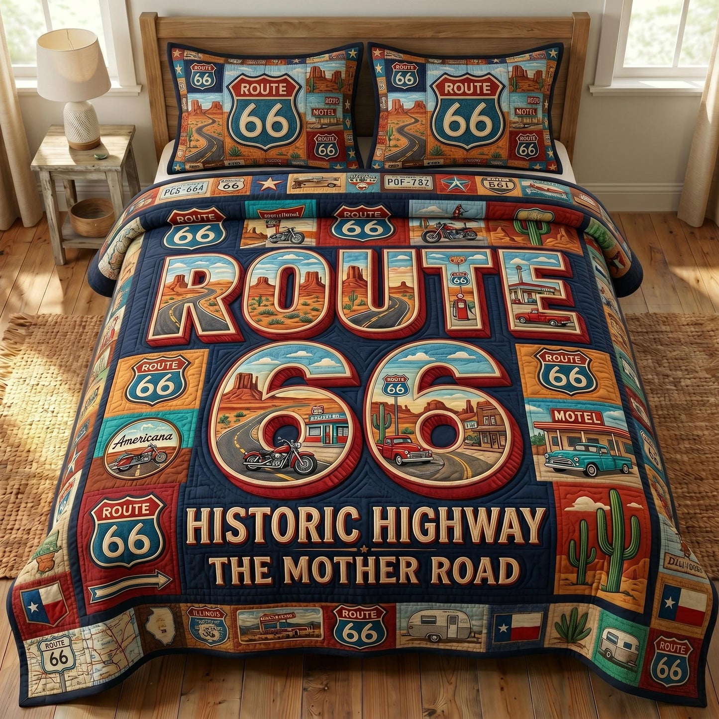Route 66 3-Piece Quilted Bedding Set GFTONMU723