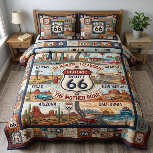 Route 66 3-Piece Quilted Bedding Set GFTONMU728