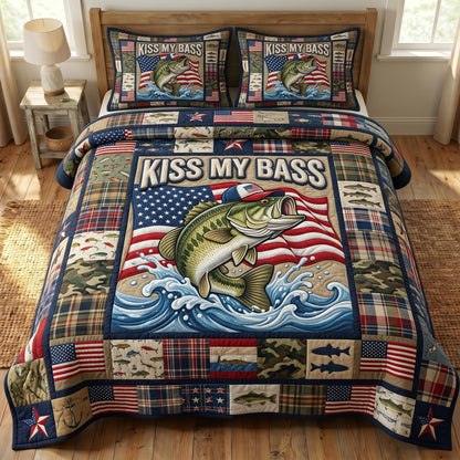 Kiss My Bass 3-Piece Quilted Bedding Set GFTONMU765
