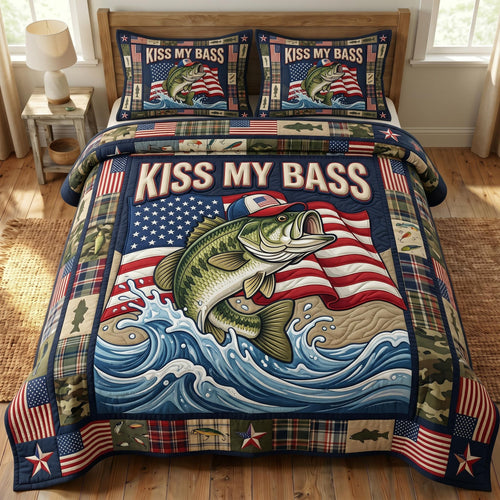 Kiss My Bass 3-Piece Quilted Bedding Set GFTONMU766