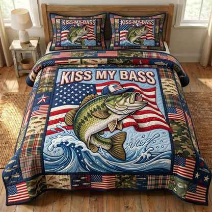 Kiss My Bass 3-Piece Quilted Bedding Set GFTONMU767