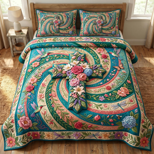 Floral Bible 3-Piece Quilted Bedding Set GFTONMU806