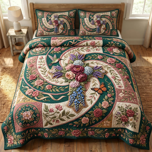 Floral Bible 3-Piece Quilted Bedding Set GFTONMU808