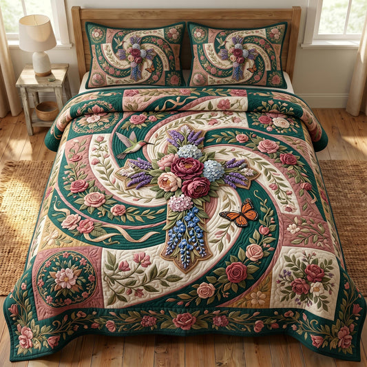 Floral Bible 3-Piece Quilted Bedding Set GFTONMU808