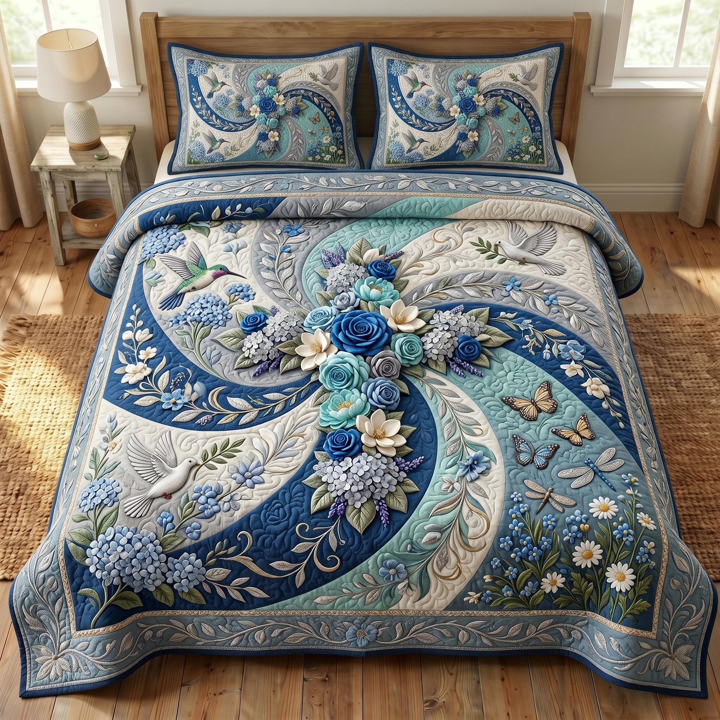 Floral Bible 3-Piece Quilted Bedding Set GFTONMU814