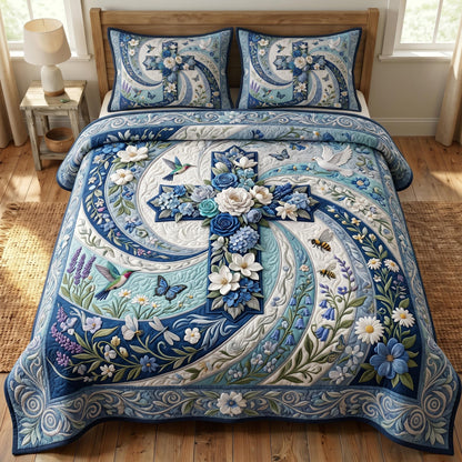 Floral Bible 3-Piece Quilted Bedding Set GFTONMU815