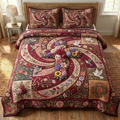 Floral Bible 3-Piece Quilted Bedding Set GFTONMU816