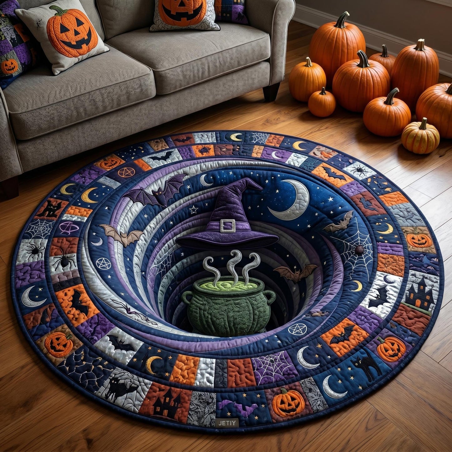 Haunted Halloween Quilted Round Mat GFTONMU847