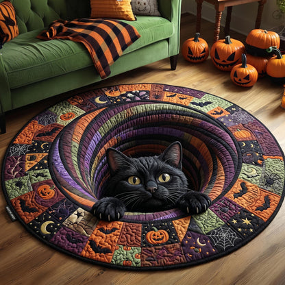 Black Cat Quilted Round Mat GFTONMU851