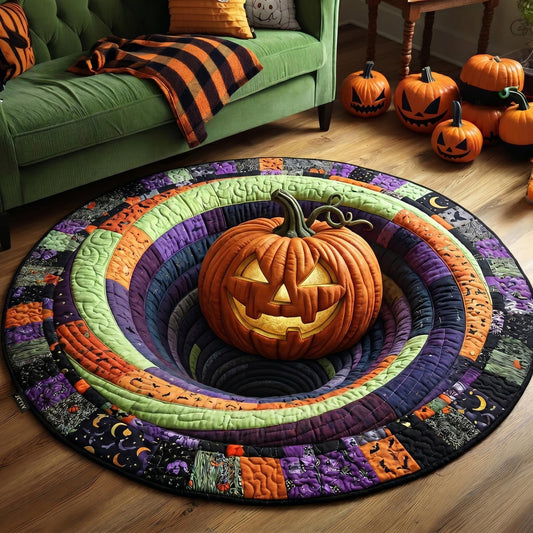 Haunted Pumpkin Quilted Round Mat GFTONMU852