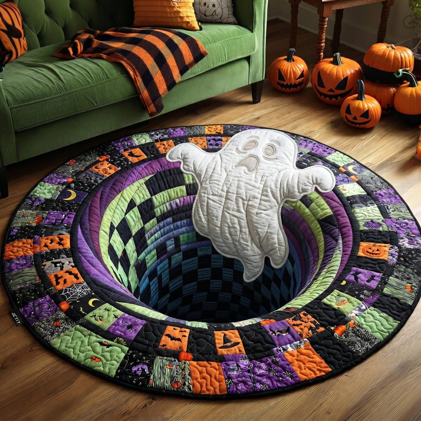 Haunted Ghost Quilted Round Mat GFTONMU854
