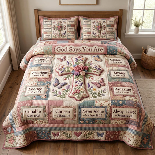 Christian Faith 3-Piece Quilted Bedding Set GFTONMU883