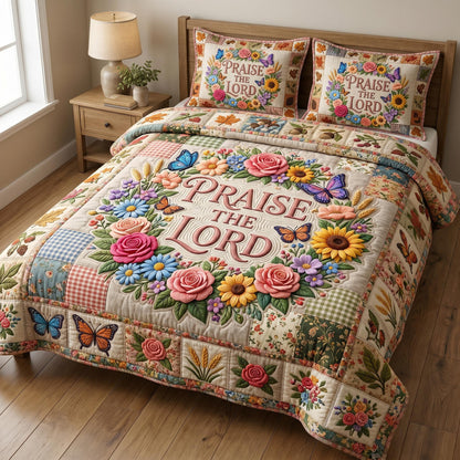 Floral Bible 3-Piece Quilted Bedding Set GFTONMU923