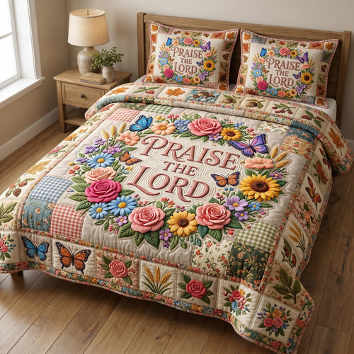 Floral Bible 3-Piece Quilted Bedding Set GFTONMU923