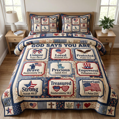Christian Patriotic 3-Piece Quilted Bedding Set GFTONMU960