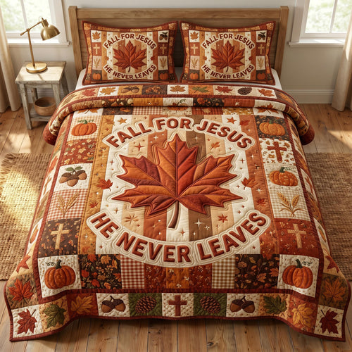 Fall For Jesus 3-Piece Quilted Bedding Set GFTONMU974