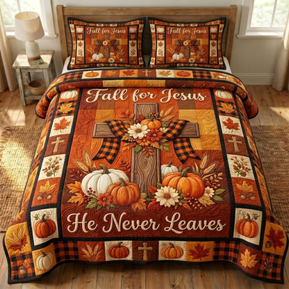 Fall For Jesus 3-Piece Quilted Bedding Set GFTONMU978