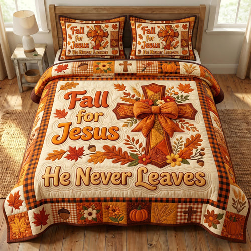 Fall For Jesus 3-Piece Quilted Bedding Set GFTONMU979