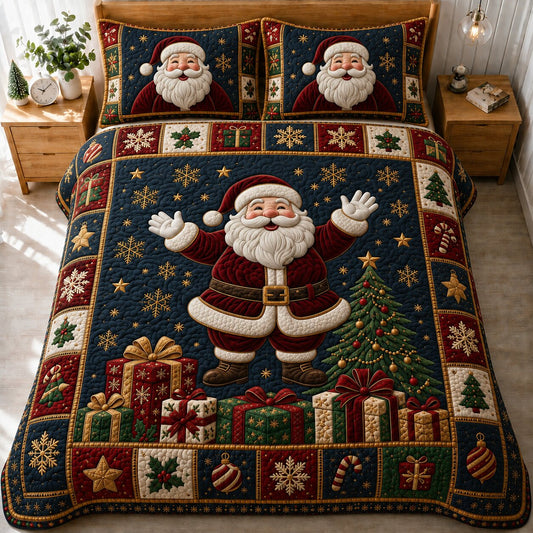 Jolly Santa 3-Piece Quilted Bedding Set GFTONPT086