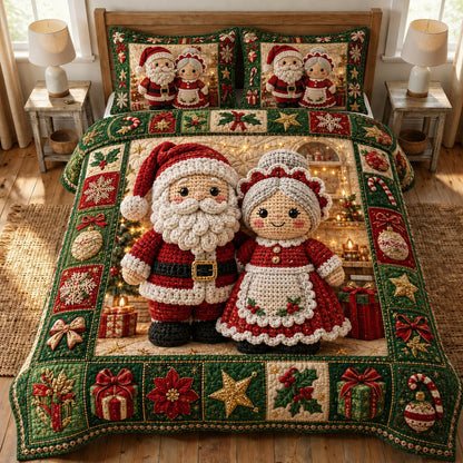 Christmas Santa 3-Piece Quilted Bedding Set GFTONPT088