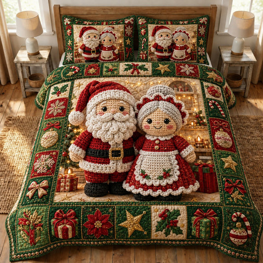 Christmas Santa 3-Piece Quilted Bedding Set GFTONPT088
