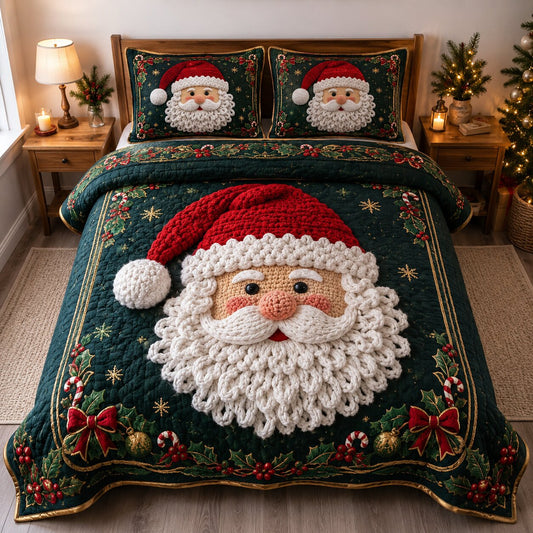 Santa Cheer 3-Piece Quilted Bedding Set GFTONPT089
