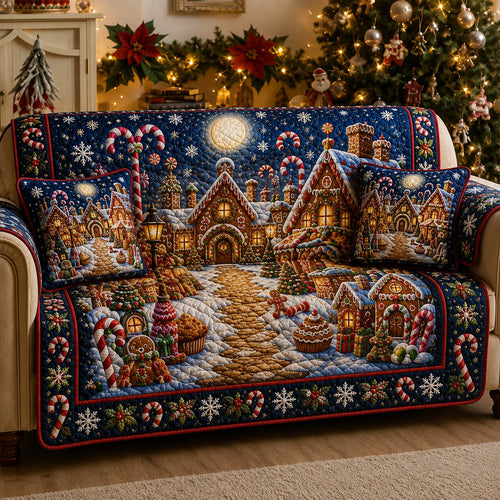 Winter Village Quilted Sofa Cover GFTONPT092