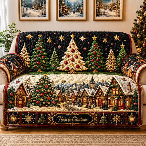 Snowy Village Quilted Sofa Cover GFTONPT094