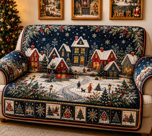Holiday Village Quilted Sofa Cover GFTONPT095