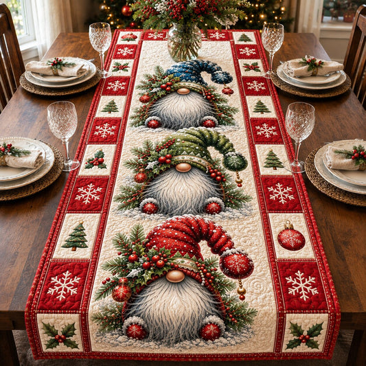 Christmas Gnomes Quilted Table Runner GFTONPT097