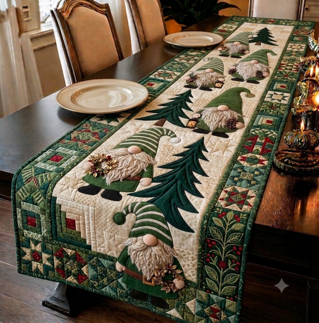 Gnome Wonderland Quilted Table Runner GFTONPT101