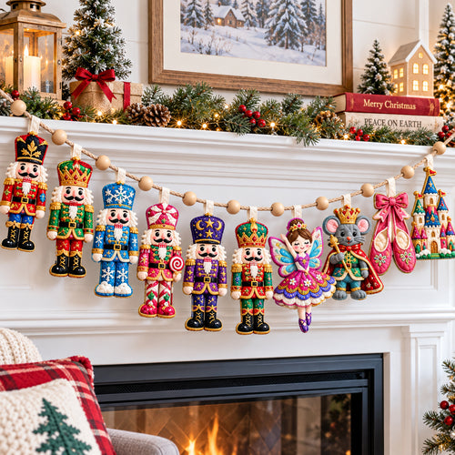 Nutcracker Ballet Christmas Custom Shape Quilted Garland GFTONPT1028