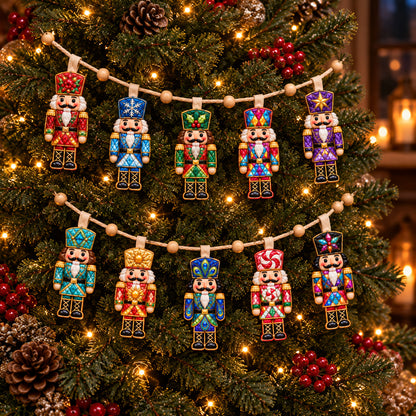 Stained-Glass Nutcrackers Custom Shape Quilted Garland GFTONPT1030