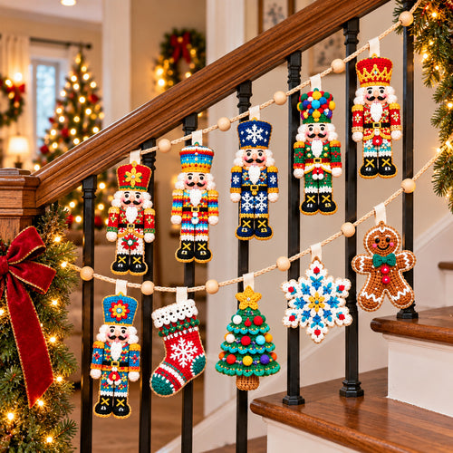 Crochet Nutcracker Christmas Custom Shape Quilted Garland GFTONPT1031