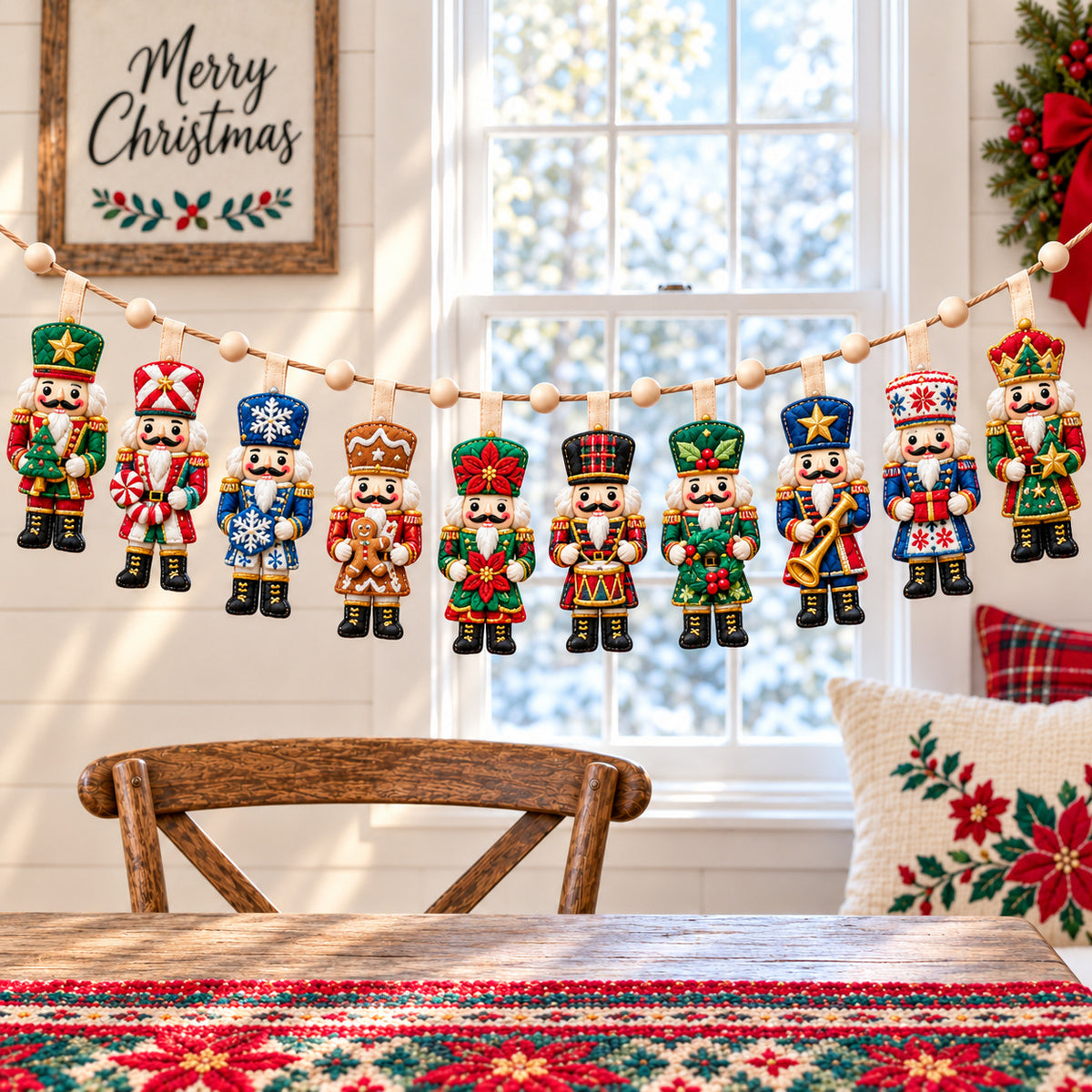 Christmas Nutcracker Custom Shape Quilted Garland GFTONPT1032