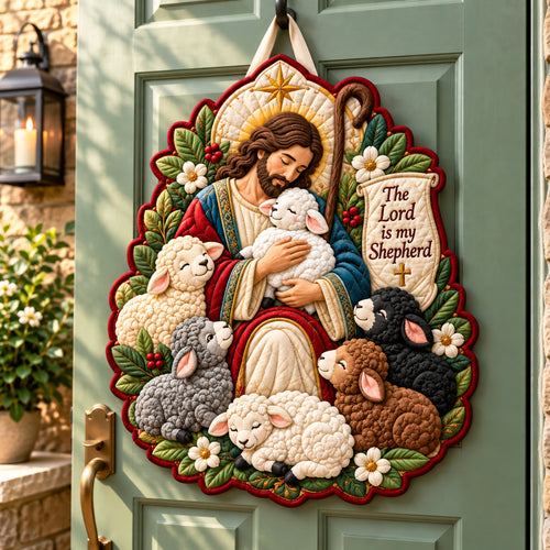 Good Shepherd Sheep Custom Shape Quilted Door Hanger GFTONPT1033
