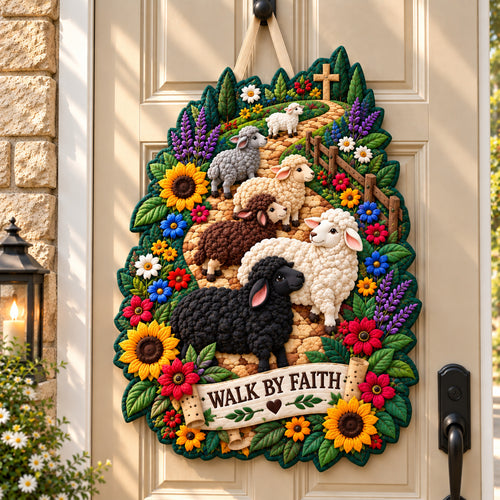 Sheep Meadow Blessings Custom Shape Quilted Door Hanger GFTONPT1036