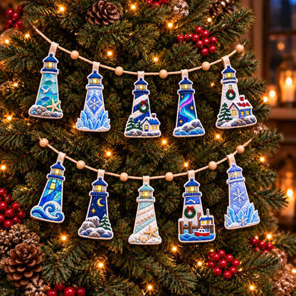 Winter Lighthouse Custom Shape Quilted Garland GFTONPT1075