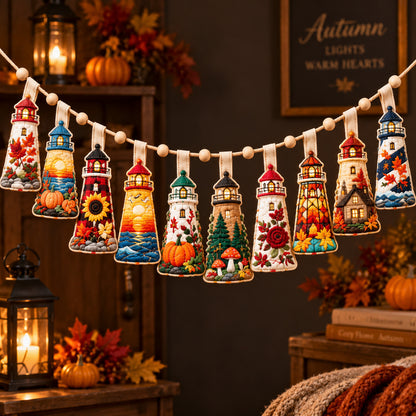 Autumn Lighthouse Custom Shape Quilted Garland GFTONPT1077