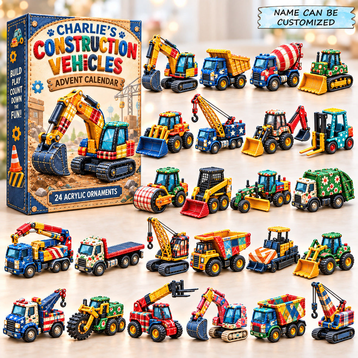 Custom Name Patchwork Constructive Vehicles Advent Calendar 2026 QTCUZ GFTONPT1120
