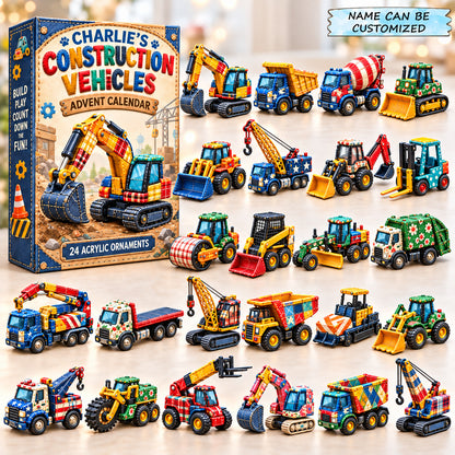 Custom Name Patchwork Constructive Vehicles Advent Calendar 2026 QTCUZ GFTONPT1120